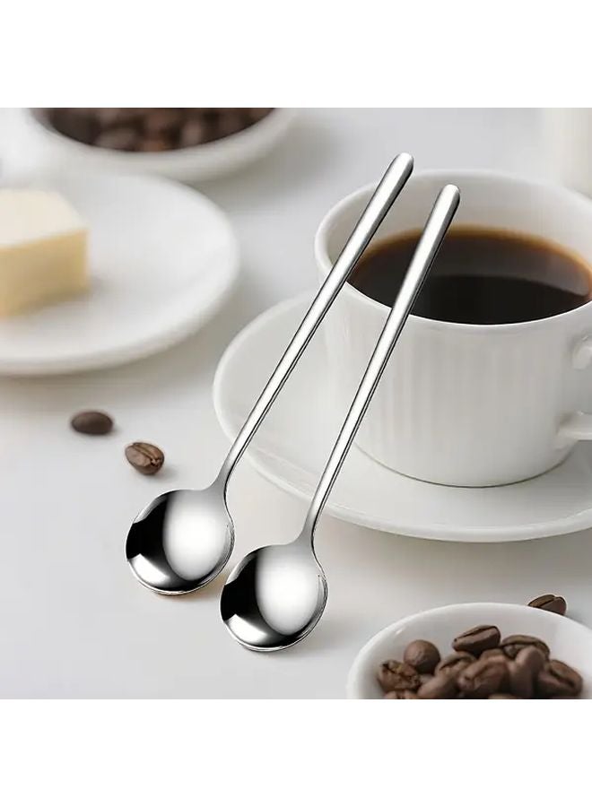 4pcs Silvery Stainless Steel Coffee Spoons Multipurpose Stirring Spoons - Image 1